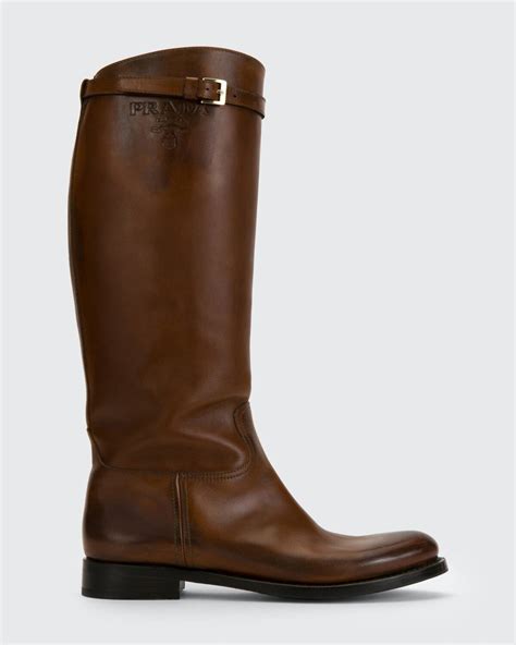 prada tall leather riding boots|Prada chunky heel ankle boots.